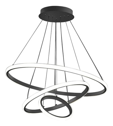 Lampara De Techo Colgante Led Diseño Moderno Triple Aro 48w Color Negro