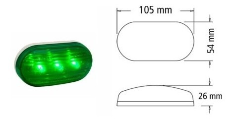 Faro Electronico Bivoltaje Oval Chico De 3 Leds Verde