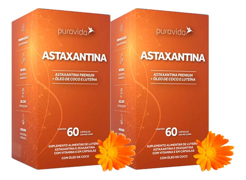 2x Astaxantina Premium Puravida, Zeaxantina Luteína 60 Caps