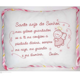 Travesseiro Infantil 28x35cm Oração Santo Anjo Rosa Baby