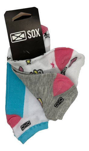 Medias/soquetes Sox Tripack  Niñas. Unicornio. Originales.