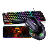 Kit Gamer Teclado Semi Mecânico Mouse Pad Led Rgb Usb Pc