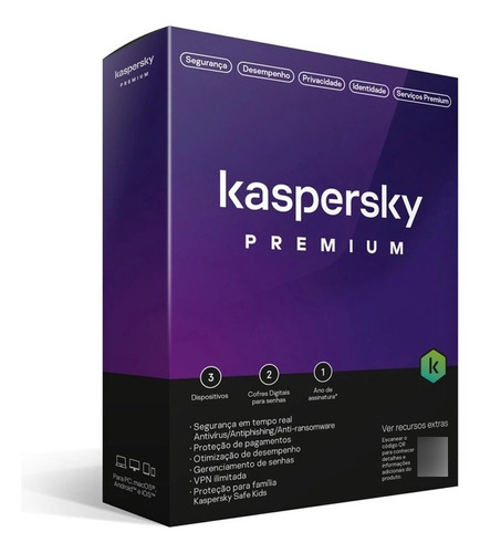 Kaspersky Antivírus Premium 3 Dispositivo 1 Ano