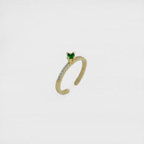 Anillo Promise Circonias Verde  Ajustable Oro Laminado 18k