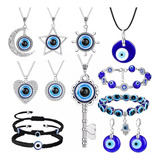 13 Collar Y Pulsera Y Aretes De Ojo Turco Para Mujer Hombre