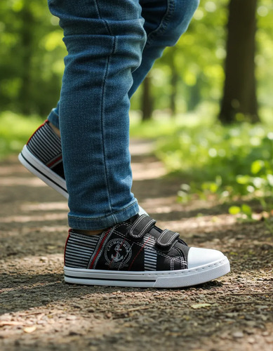 Tenis Niño Cachorros 315 Negro Con Velcro