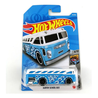 Hot! Autobús Escolar Hot Wheels 21 Surfin, Azul Cielo Y Kou