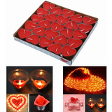 50pz Velas De Te Flotantes Corazón Rosas Tea Light Aromática Color Rojo