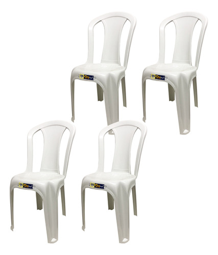 Kit 4 Cadeiras Plástica Branca Bistrô P/até 182kg Resistente