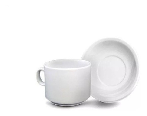 Juego De Taza Te Y Plato Porcelana Tsuji Linea 450 Blanca