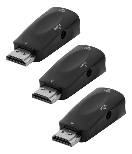 3 Conjuntos Hdmi Macho Para Vga Fêmea Conversor 1080p Vídeo