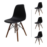 Set De 4 Sillas Eames Para Comedor Con Base Color Nogal Color Del Asiento Negro