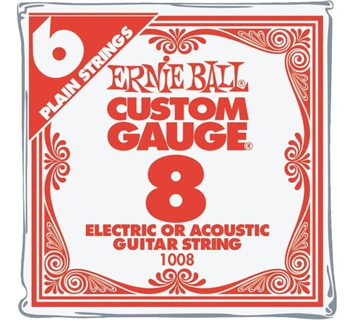 Ernie Ball Níquel Plain Single Guitarra Cuerdas .008 Gauge 6