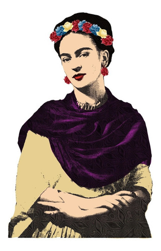 Vinilo Decorativo De Pared Frida Kahlo Flores Colores