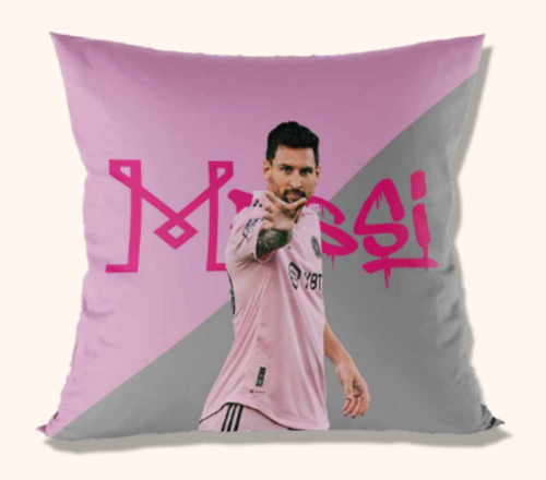 Almohadon Casablanca Messi Inter Color Rosa Y Gris Diseño De La Tela Personaje