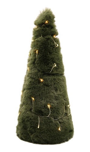 Arbol Navideño 35cm De Piel Verde O Blanco Luz Led Navidad 