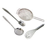 Batidor Escurridor Colador Utensilios Cocina Alimentos 4und 