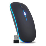 Mouse Optico S/ Fio Recarregável Wirelles Usb Note- led rgb