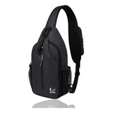 Mochila Pechera Cruzada Hombro Viaje Deportes Multifunción Color Negro