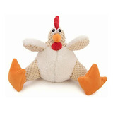 Godog Checkers Fat Rooster Squeaky Plush Dog Toy, Chew Guard Color Damas - Gallo Grueso (blanco)