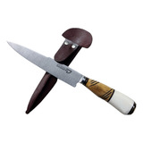 Cuchillo De Acero Inoxidable 14 Cm Madera Y Hueso Con Vaina