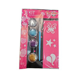 Kit Maquillaje Artistico Glitter X4 + Stencil Pintafan