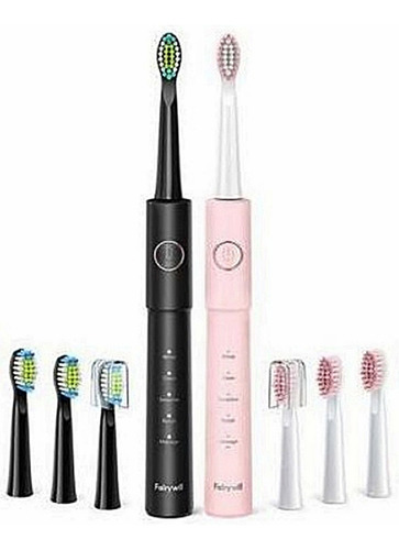 Par Escovas Ultrasonicas Ele Ela Preto E Rosa 8 Refis Dental