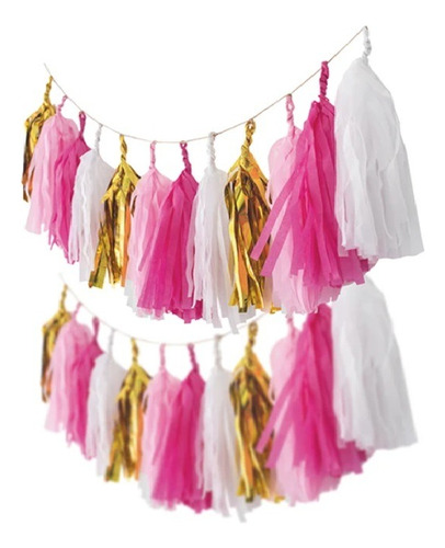 Guirnalda Tassel Metal Rosado Cotillón Activarte