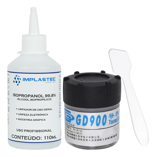 Kit Pasta Térmica Gd900 30g + Alcool Isopropílico 110ml 