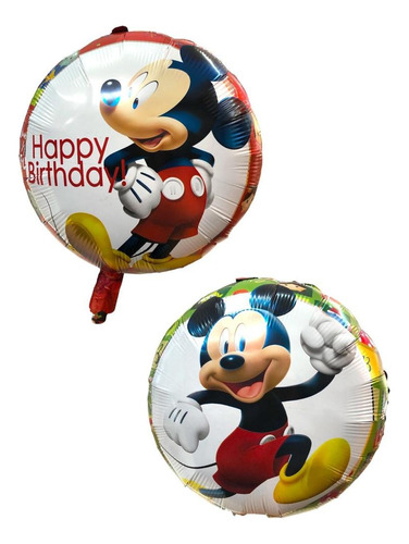 2 Globos Metalicos 46cm Diseño Mickey Mouse Happy Birthday