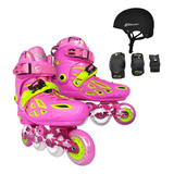 Patines Ajustable Freeskate Led R0 / Casco / Protecciones