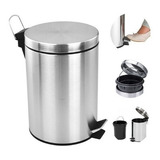 Cesto Lixo Lixeira Inox Espelhado Com Pedal E Balde 5 Litros Cor Inox