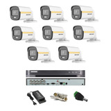 Kit Dvr 08 Canais Hikvision Full+ 08 Colorvu Metal Wdr + Mcm