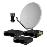 Kit 3 Receptor Digital Satbox 9000 Aquário Antena Lnbf Ku