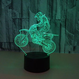 Lampara 3d Led Motocicleta Montaña   7 Colores