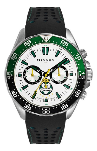 Reloj Nivada Fan Santos 2, Caballero, Carátula Blanca Color De La Correa Negro Color Del Bisel Negro/verde Color Del Fondo Blanco