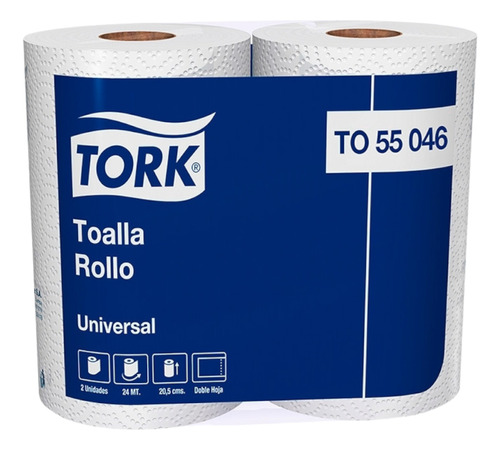 Toalla De Papel Tork Doble Hoja 24 Mts 16 Rollos Cod 55046