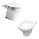 Combo Inodoro Corto Bidet 1 Agujero Ferrum Veneto Cs6485