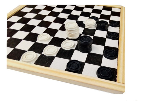 Juego Damas De Mesa Tablero De Madera 28x28 Kaosimport Once