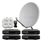 Kit 4 Receptor Digital Century Midiabox Antena Lnbf Cabo