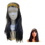 Peluca Cleopatra + Vincha Reina Egipto Cotillon Disfraz Color Negro