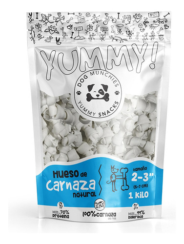 Huesos De Carnaza Natural 1kg 5-7cm (85pza)