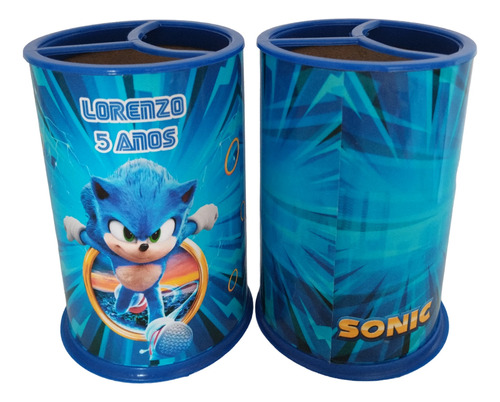 20 Lembrancinhas Personalizadas Porta Lápis Sonic