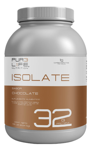 Pure Life Suplemento Gym Pre Entreno, Proteína Isolate 4.5 Libras (2.04 Kg) Con Vitamina C, Vitamina B Y Acido Folico Sabor Chocolate - 54 Porciones