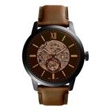 Reloj Hombre Fossil Townsman Mecanico Color De La Correa Cafe