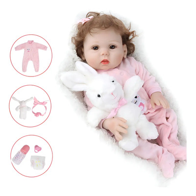 Muñeca Reborn Silicona Suave 48cm Con Accesorios Marca Auxtoo Recién Baño Disponible | Meses sin interés