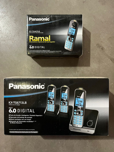 Kit Panasonic Telefones Sem Fio 1 Central Mais 3 Ramal Usado