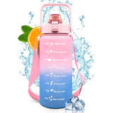 Botella De Agua Motivacional 2l Con Popote Y Marcador Tiempo