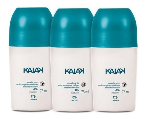 Natura Desodorante Roll-on Kaiak Masculino 75ml 03 Unidades