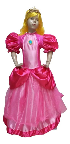 Disfraz Vestido Princesa Peach Super Mario Para Niñas